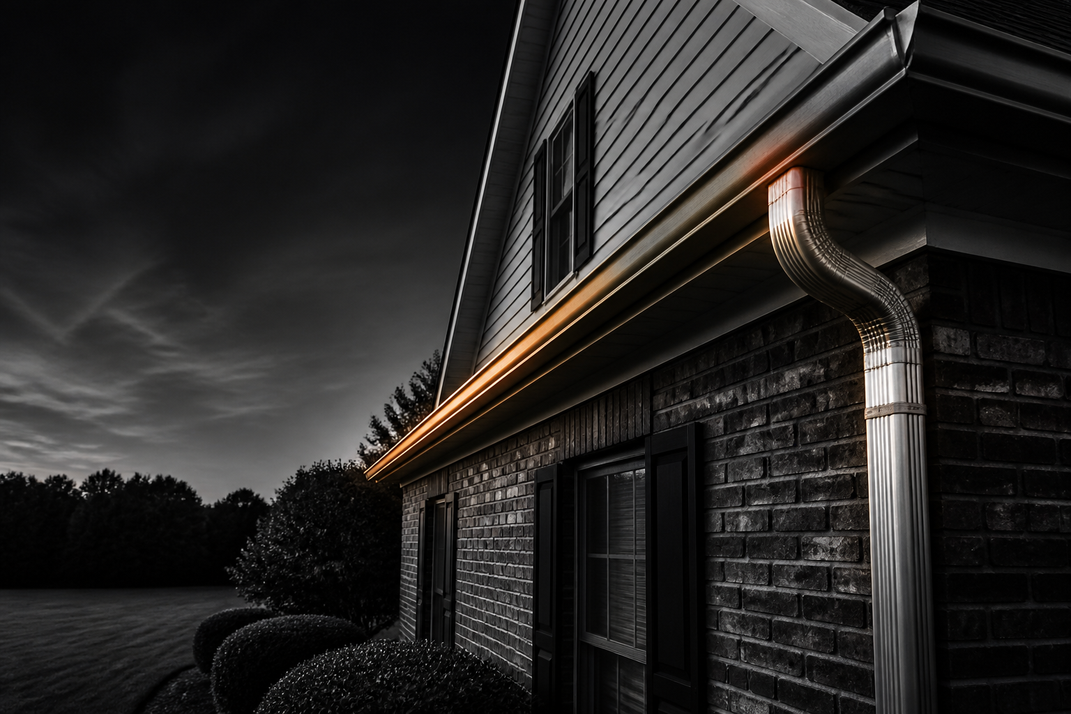 Clean seamless gutters installed on a real Lexington-style home